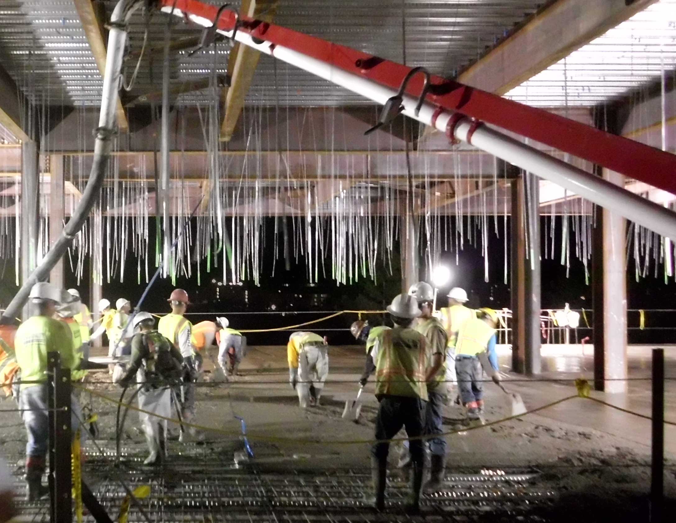 Building interior during placement